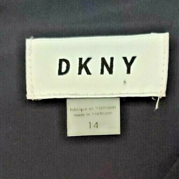 DKNY Navy Power Sheath Faux Wrap Front Dress - Picture 6 of 13